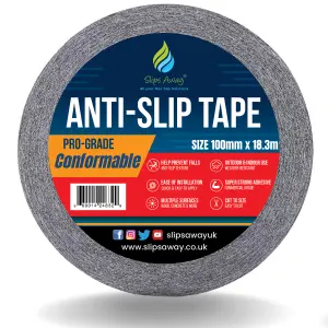 Conformable Non Slip Tape - Aluminium Foil Backing for Irregular Surfaces by Slips Away - Yellow 100mm x 18.3m