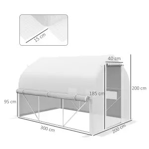 Outsunny 3 x 2m Walk-in Tunnel Greenhouse, Roll Up Sidewalls, Mesh Door