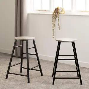 Athens Breakfast Bar Set Concrete Effect with Black Metal Legs