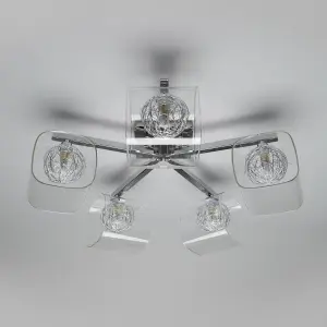 Litecraft Verona Chrome 5 Arm Wire Globe Ceiling Light