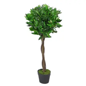 90cm Leaf Design UK Artificial Realistic Bay Laurel Topiary Ball Tree