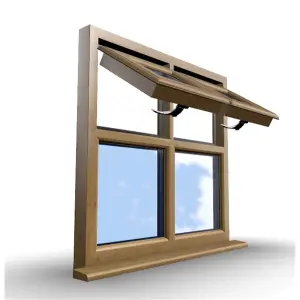 895mm (W) x 895mm (H) Wooden Stormproof Window - 2 Top Opening Windows -Toughened Safety Glass