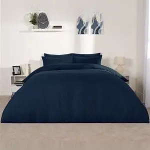 Brentfords Plain Duvet Cover Set - Navy, Single