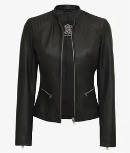 Womens Black Slim Fit Leather Jacket