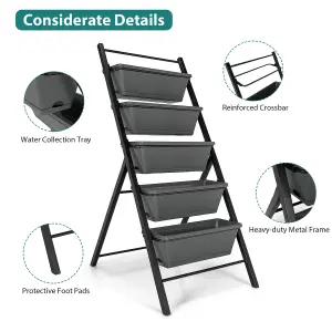 Costway 5-Tier Vertical Raised Garden Bed Freestanding Garden Planter with 5 Container Boxes