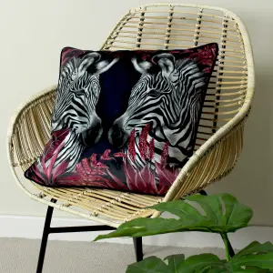 Evans Lichfield Zinara Twin Zebras Velvet Piped Feather Filled Cushion