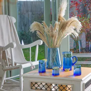 Nicola Spring - Merzouga Recycled Glass Tumblers with Jug - Blue