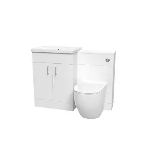 Nes Home 1100mm Freestanding White Basin Vanity & Back To Wall Toilet