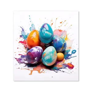 Watercolor Easter eggs Premium Glass Kitchen Splashback W600mm x H650mm