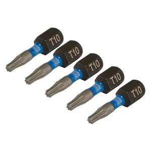 Draper Expert TX-STAR Impact Screwdriver Bits, T10 x 25mm, 1/4" Hex (Pack of 5) 05491