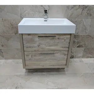 Walker 750mm Single Bathroom Vanity with Integrated Resin Basin Light Sawn Oak