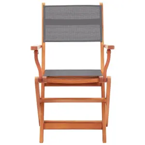 Berkfield Folding Garden Chairs 4 pcs Grey Solid Eucalyptus Wood and Textilene