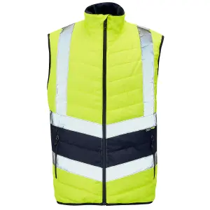 2 Tone Hi-Vis Puffer Bodywarmer Yellow/Navy - S