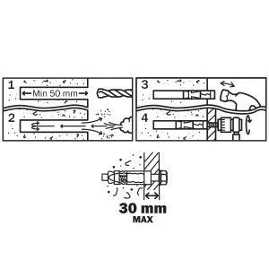 Diall M8 Carbon steel Zinc-plated Sleeve anchor (L)80mm, Pack of 4