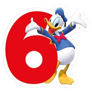 Mickey Mouse Clubhouse Number 6 Donald Duck Candle Red/White/Blue (One Size)