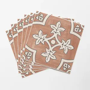 Quadrostyle Palma In Red Earth Wall Tile and Furniture Vinyl Stickers 15cm(L) 15cm(W) pack of 6