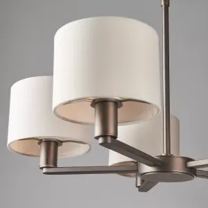 Anson Lighting Baja Matt Nickel Plate and Vintage White Faux Silk 5 Light Ceiling Pendant