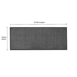 JVL Heavy Duty Barrier Door Mat, 60x150cm, Grey/Black