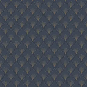 GDUK Art Deco Aspelta Textured Wallpaper, Navy