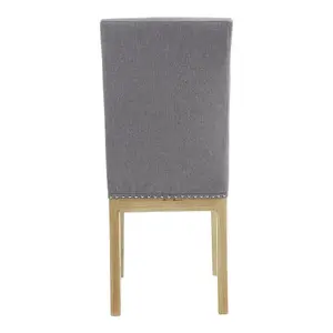 Dining Chair Set of 2 Modern Grey Linen Upholstered Dining Chairs