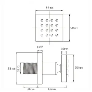 Nes Home Olive 3 Way Square Concealed Thermostatic Mixer Valve Hand Held Shower Body Jet