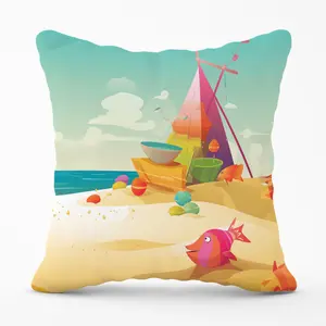 Fish On A Beach Holiday Cushions 45cm x 45cm