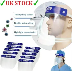 Safety Face Shield Full Protection Cap Wide Visor Resistant Spitting Anti-Fog Lens Lightweight Adjustable Transparent Face Shield