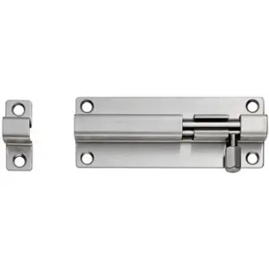 Straight Barrel Surface Mounted Sliding Door Bolt Lock 200mm x 38mm Bright Steel