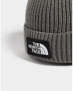 The North Face Logo Box Cuffed Beanie Hat - Grey - ONE SIZE -