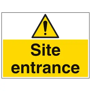 Site Entrance Construction Building Sign Adhesive Vinyl 400x300mm (x3)