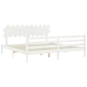 Berkfield Bed Frame with Headboard White 200x200 cm Solid Wood