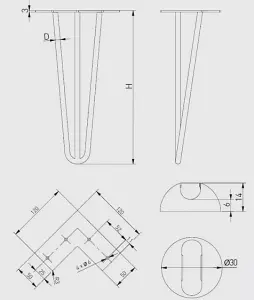 4x Hairpin Legs Hair Pin Legs Set for Furniture Bench Desk Table Metal Steel DIY 3 Prong (10mm) 40.6cm - 16"