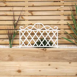 Pack of 6 27cm White Plastic Garden Patio Lawn Border Fence Edging