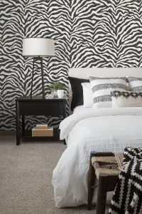 Galerie Natural Fx Black Zebra Embossed Wallpaper