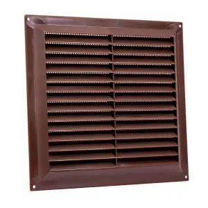 Map Louvre Air Vent Cover Brown with Fixed Flyscreen 9x9 (229mm x 229mm)