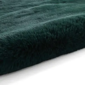 Sheepskin Jewel Green Plain Shaggy Rug, 50mm Thickness Modern Rug for Bedroom, Living Room, & Dining Room-60cm X 90cm (Single)