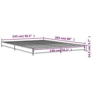 Berkfield Bed Frame without Mattress Grey Sonoma 140x200 cm