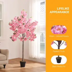 180cm H Realistic Artificial Plant Cherry Blossom Tree in Pot for Decoration Living Room