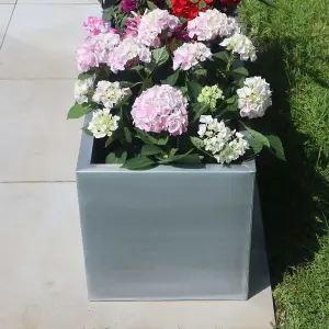 120cm Zinc Galvanised Silver Trough Planter