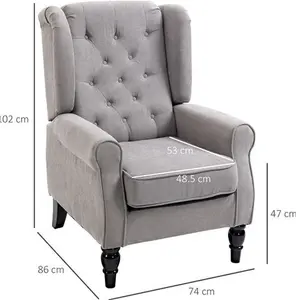 Portland Grey Retro Upholstered Wingback Armchair