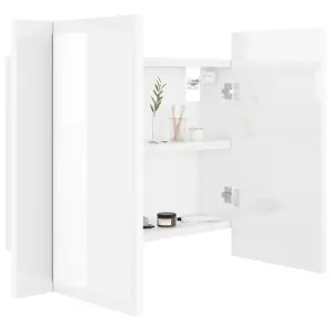 Berkfield LED Bathroom Mirror Cabinet High Gloss White 60x12x45 cm