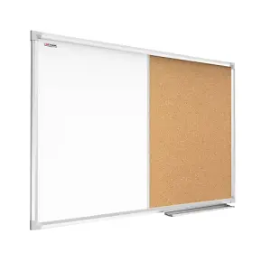 ALLboards COMBO whiteboard dry erase magnetic and cork notice board aluminium frame 120x90 cm