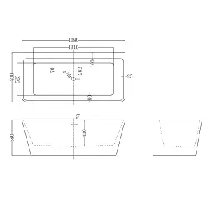 Morgan White Freestanding Acrylic Bath (L)1680mm (W)800mm