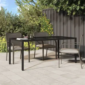 Berkfield Garden Table Black 190x90x75 cm Tempered Glass and Poly Rattan