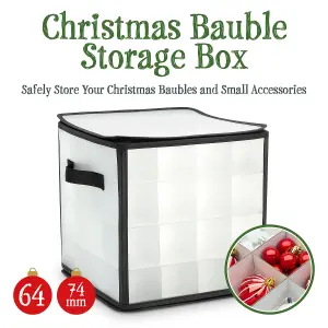 CKB Ltd Christmas Bauble Decorations Storage Box With Compartments Clear