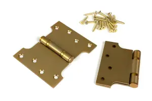 From The Anvil Satin Brass 4" x 3" x 5" Parliament Hinge (pair) ss