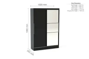 Birlea Lynx 2 Door Sliding Wardrobe With Mirror Black