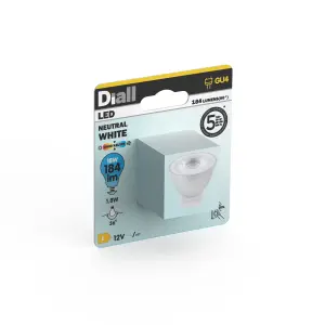 Diall GU4 1.8W Neutral white LED Utility Light bulb