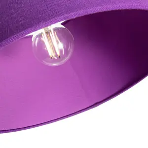 Traditional Linen Fabric Drum Shade for Pendant & Lampshade Purple / 19cm H x 30cm W x 30cm D