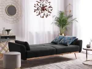 3 Seater Sofa EINA Black Velvet